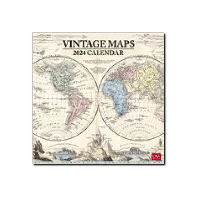 8052694000165-Legami - Calendrier mensuel 2024 - 18 x 18 cm - cartes anciennes -Avant-0