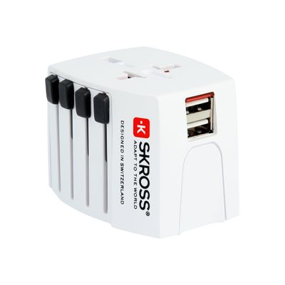 7640166320616-SKROSS MUV USB - Adaptateur de voyage universel + 2 ports USB - pour Euro, Australie/Chine, Ro-Angle droit-0