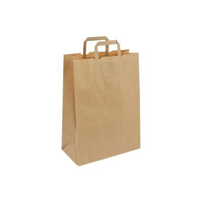 3135250985412-50 Sacs cadeau kraft - poignées plates - 18 cm x 8 cm x 22 cm - brun-Angle gauche-0