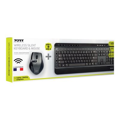 3567049009014-PORT Connect - ensemble clavier et souris sans fil silencieux- AZERTY -Angle gauche-12