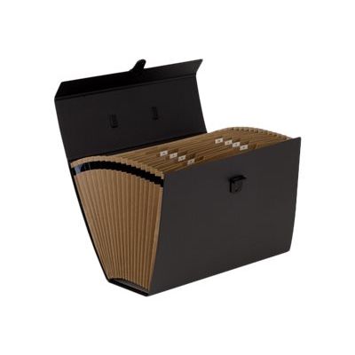 0043859654512-Fellowes Bankers Box - Valisette Trieur Accordéon Noir 19 compartiments -Angle gauche-0