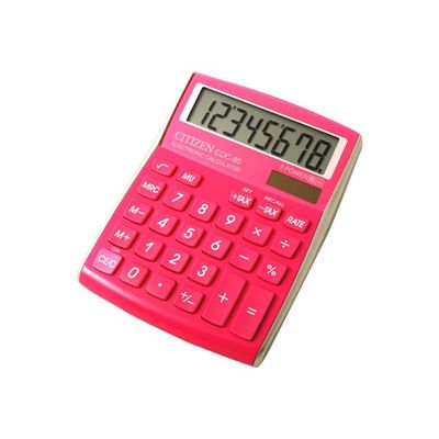 4562195136484-Calculatrice de bureau Citizen CDC-80 - 8 chiffres - alimentation batterie et solaire - rose-Angle droit-0