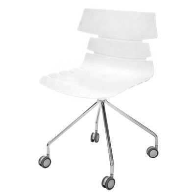 3700339877164-Chaise JUNE - pieds métal avec roulette - coque blanche--0