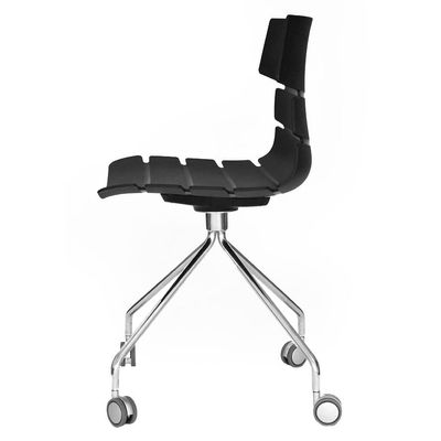 3700339877188-Chaise JUNE - pieds métal avec roulette - coque noire--2