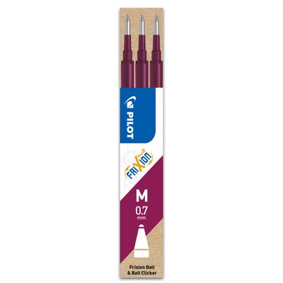 4902505584237-Pilot Frixion Ball - 3 Recharges pour rollers effaçables - 0,7 mm - bordeaux--0