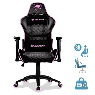 4715302442569-Fauteuil gamer Armor One - accoudoirs réglables - appui-tête intégré - noir et rose--0