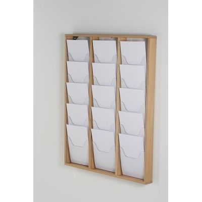 3660412028367-Promocome - Présentoir de journaux mural - 3 x 5 compartiments A4 - bois foncé--0