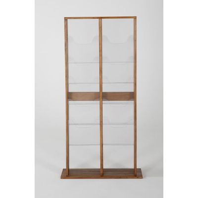 3660412028398-Promocome - Présentoir de journaux de sol - 2 x 5 compartiments A4 - bois naturel--0