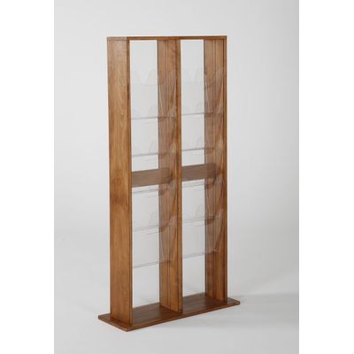 3660412028398-Promocome - Présentoir de journaux de sol - 2 x 5 compartiments A4 - bois naturel--1