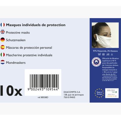9002493109544-Exacompta - 10 Masques individuels de protection en tissu blanc--1