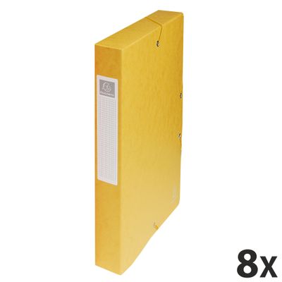 3130632504090-Exacompta Exabox - 8 Boîtes de classement en carte lustrée - dos 40 mm - jaune--0