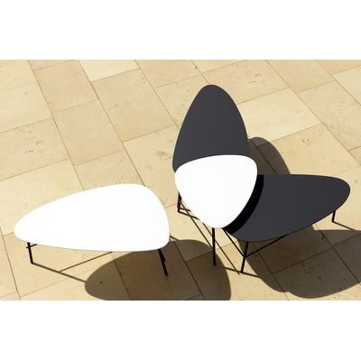 3660141226256-Table basse LAZY - L60,5 x P50 x H45 cm - pieds acier noir - plateau blanc--1