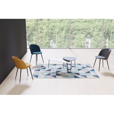 3660141226256-Table basse LAZY - L60,5 x P50 x H45 cm - pieds acier noir - plateau blanc--2