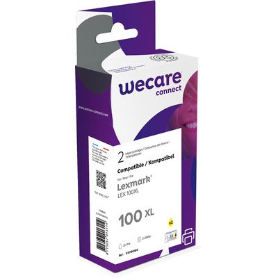 8715057013119-Cartouche compatible Lexmark 100XL - pack de 2 - jaune - Wecare--0