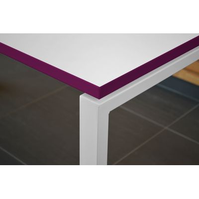 3700339874033-Bureau droit MT1 Elégance - L120 x P67 x H75 cm - pieds blancs - plateau blanc chants prune--2