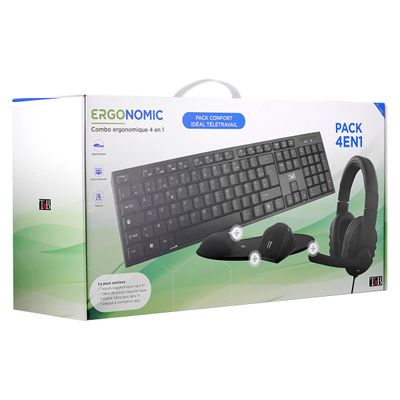 3303170101261-T'nB ERGONOMIC - ensemble clavier, casque et souris sans fil + tapis ergonomique - noir--2