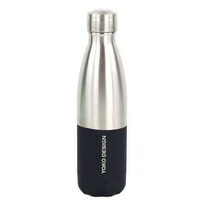 3411800017063-Gourde Bouteille isotherme - inox/noir - Yoko Design--0