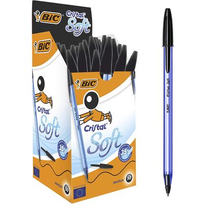 3086123355354-BIC Cristal SOFT - 50 Stylos à bille - noir - 1.2 mm--0