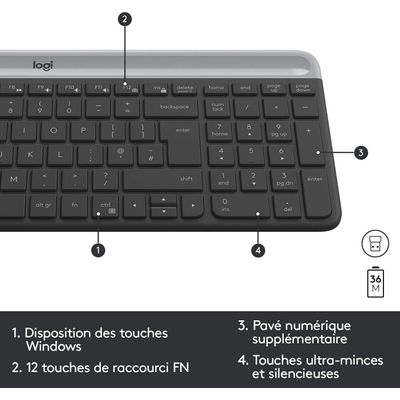 5099206086463-Logitech MK470 - Ensemble clavier et souris sans fil - ultra fin - Azerty - graphite--6