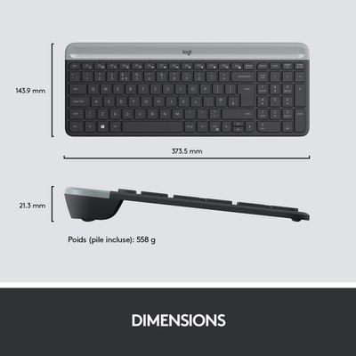 5099206086463-Logitech MK470 - Ensemble clavier et souris sans fil - ultra fin - Azerty - graphite--10