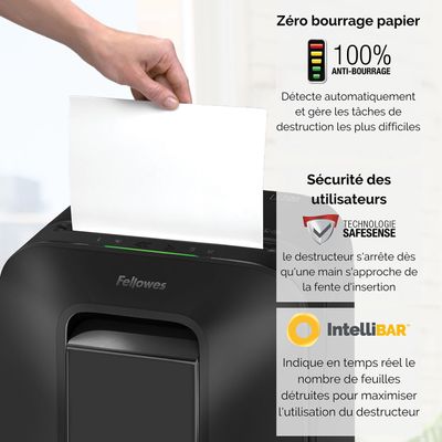 043859763801-Fellowes Powershred LX200 - destructeur de documents coupe croisée mini-cut - 12 feuilles - Corbeille 2--4