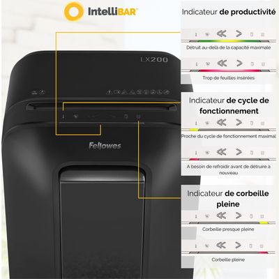 043859763801-Fellowes Powershred LX200 - destructeur de documents coupe croisée mini-cut - 12 feuilles - Corbeille 2--7