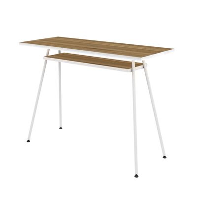 0000006695682-EasyHome - Bureau télétravail LV1 100 cm - avec tablette - noyer - pieds blancs--1