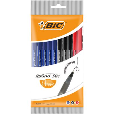 3086123672888-BIC Round Stic - Pack de 10 stylos à bille - couleurs assorties--0