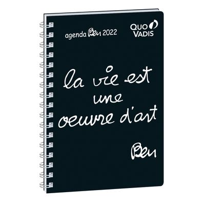 3371010468737-Agenda à spirale Ben - 1 semaine sur 2 pages - 10 x 15 cm - La vie une œuvre d'art - Quo Vadis--0
