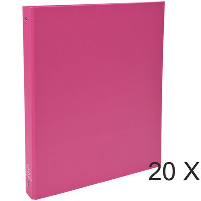 3130632513658-Exacompta - 20 Classeurs à anneaux - Dos 40 mm - A4 - rose (carton recouvert PP)--0