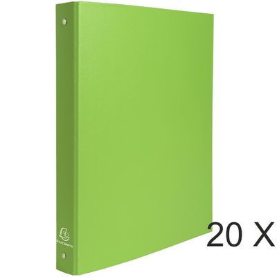 3130632514730-Exacompta - 20 Classeurs à anneaux - Dos 40 mm - A4 - vert anis (carton recouvert PP)--0