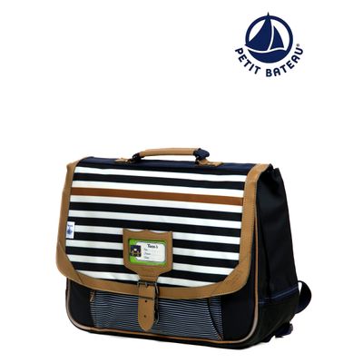 0404000113645-Cartable Tann's 38 cm - 2 compartiments - Petit Bateau marinière--0