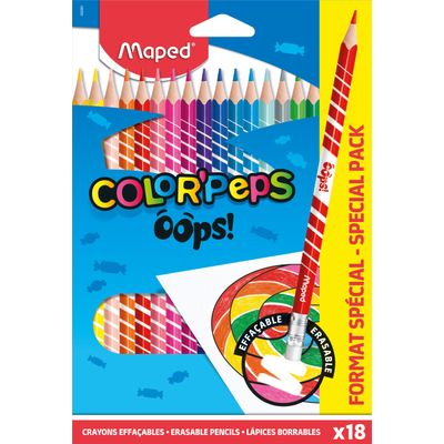 3154148328001-Maped Color'Peps Oops - 18 Crayons de couleur effaçables--0