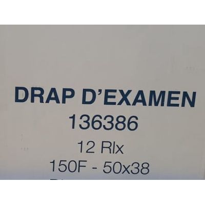 3700008503462-TECHLINE - 12 rouleaux de 150 draps examen ouatés - blanc - 2 plis--1