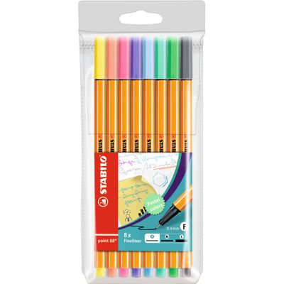 4006381493499-STABILO point 88 Pastel - Pack de 8 feutres fins - 0.4 mm - couleurs pastel assorties--0