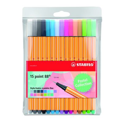 4006381495066-STABILO Point 88 - 15 Feutres fins - 0.4 mm - couleurs pastels assorties--0
