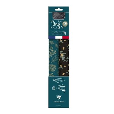 3329682238899-Clairefontaine - Set d'emballage cadeaux noir/bleu - Tiny Rolls--0