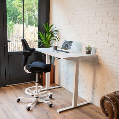 3760350281104-Bureau électrique UGO - L120x70cm - pieds blancs - plateau blanc laqué--0