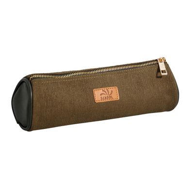 3173749246224-Trousse Velvet ronde velours - 1 compartiment - kaki - Carpentras--0