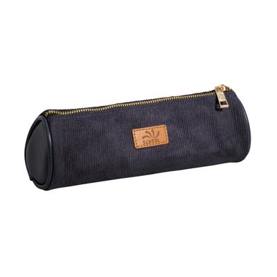 3173741246222-Trousse Velvet ronde velours - 1 compartiment - bleu marine - Carpentras--0