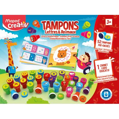 3028760415770-Maped Creativ _ Coffret 52 tampons Lettres & Animaux--0