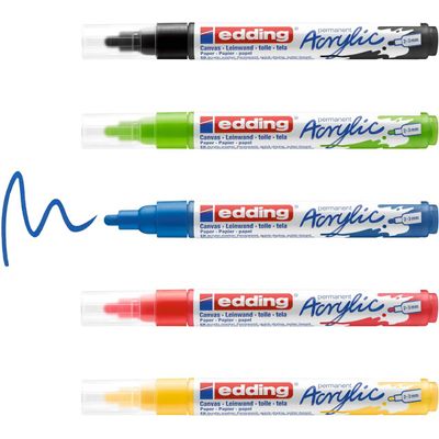 4057305030931-Edding 5100 - Pack de 5 marqueurs acryliques - jaune pastel, vert pastel, bleu pastel, anthracite, mauv--5