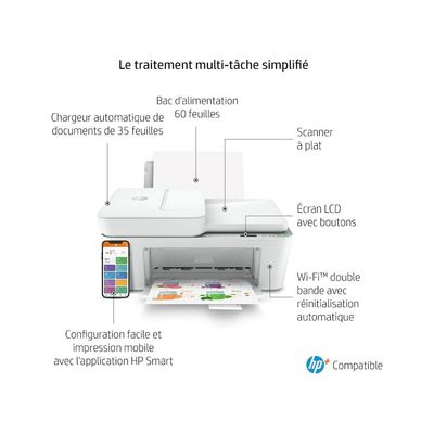 195161618222-HP DeskJet Plus 4122E All-in-One - imprimante multifonction jet d'encre couleur A4 - Wifi, éligible Ins--4
