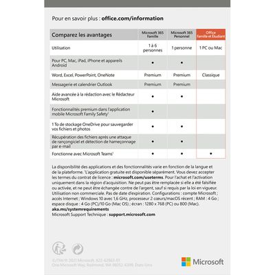 4251972904988-Microsoft Office Famille & Etudiant 2021 - Code d'activation envoyé par email valable pour 1 appareil --1