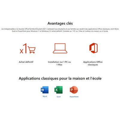 4251972904988-Microsoft Office Famille & Etudiant 2021 - Code d'activation envoyé par email valable pour 1 appareil --3