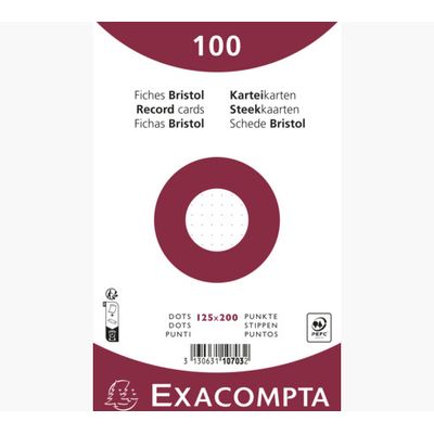 3130631107032-Exacompta - Pack de 100 Fiches Bristol non perforées - 12,5 x 20 cm -  dots - blanc--0