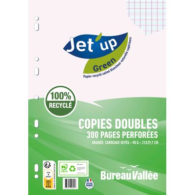 3663619096917-Jet'Up Green - copies doubles - 300 pages - A4 - grands carreaux - perforées--0