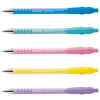3026981622779-Paper Mate FlexGrip ultra - Pack de 5 stylos à bille (encre bleue) - couleurs pastels assorties - 1 mm--1