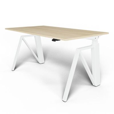 3760350280503-Bureau THEODORE  L140 - pieds blanc - plateau imitation chêne--0