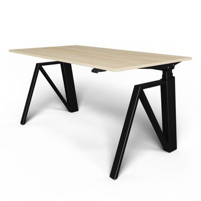 3760350280657-Bureau THEODORE  L140 - pieds noir - plateau imitation chêne--0